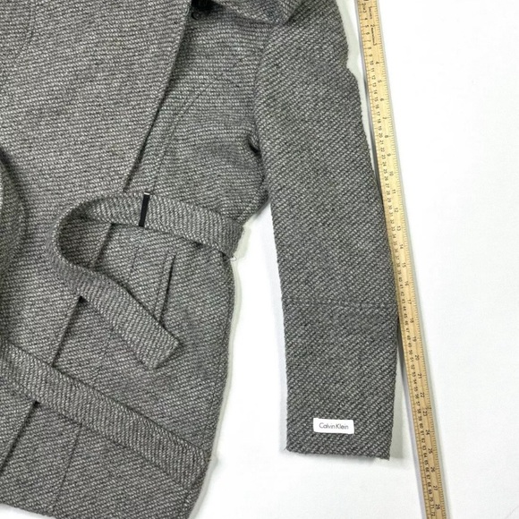 Calvin Klein Trench Coat Women’s PL Wool Blend Belted Hooded Full Zip Jacket - Picture 8 of 11